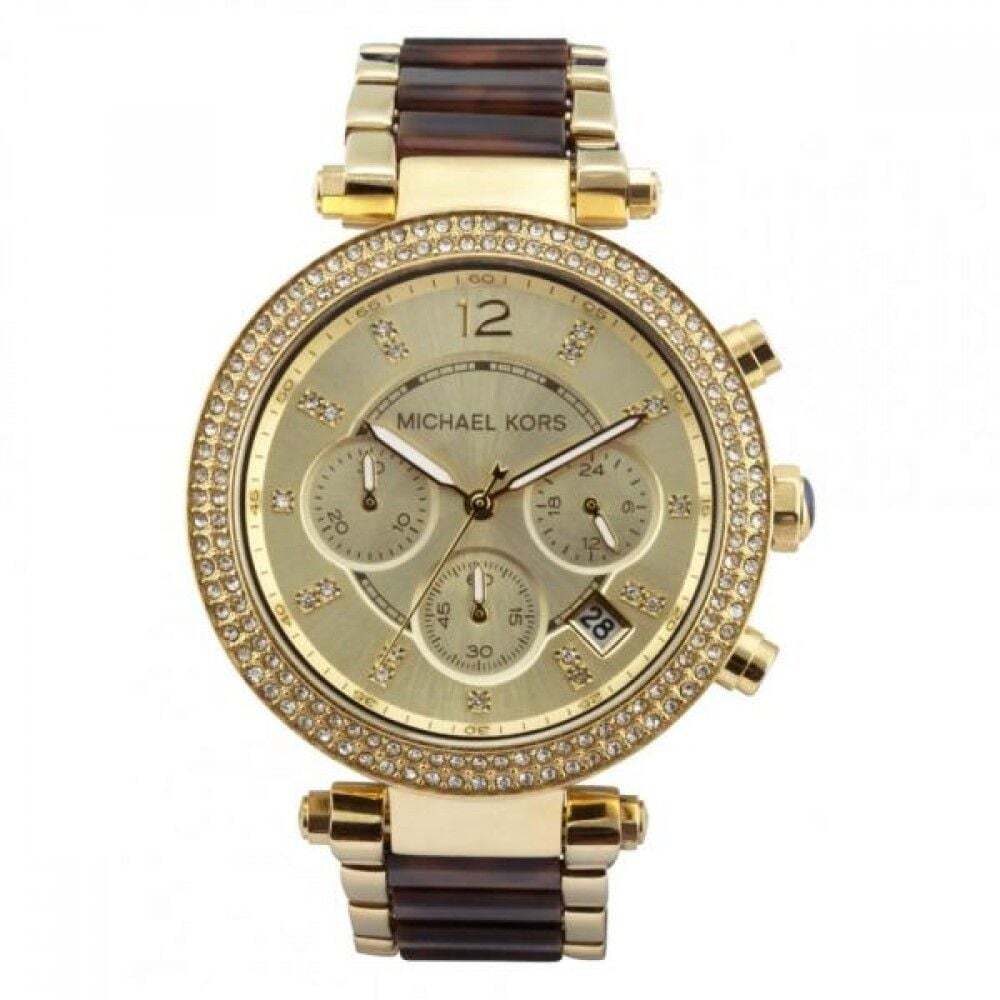 Michael Kors Parker Gold Dial Tortoise Chronograph Women's Watch MK5688